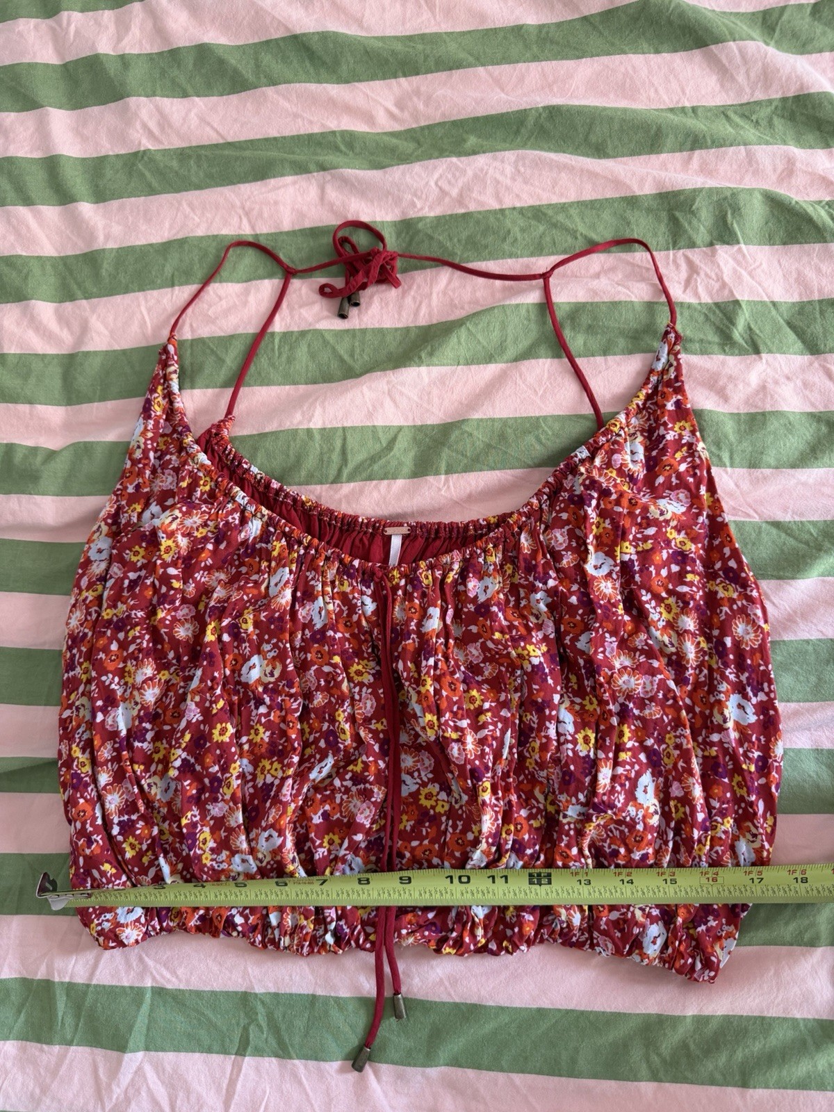 Free People Daisy Babe Red Floral Flowy Bubble Hem Boho Going Out Top Sz Sm