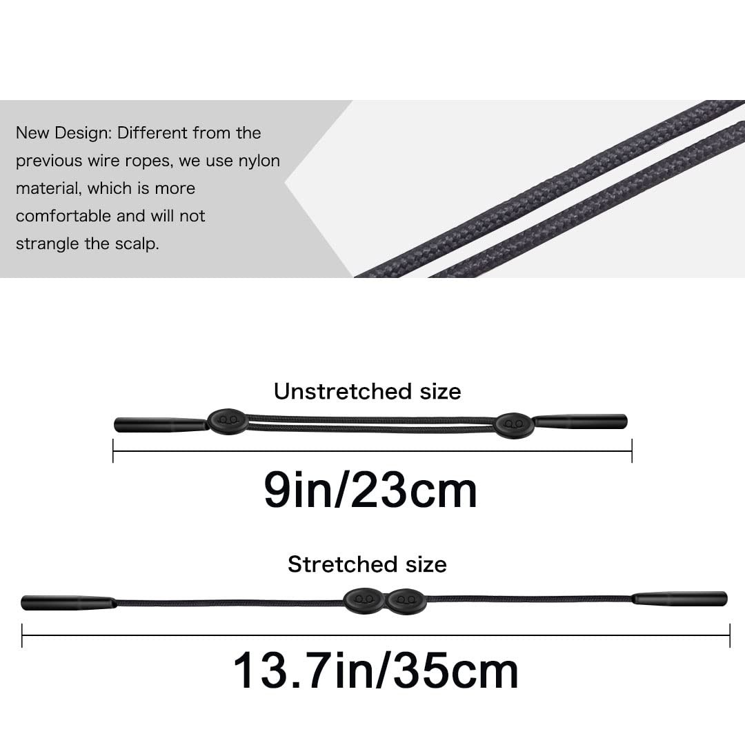 Festty Glasses Strap Sports 3 pcs, Eyeglasses Holder for Medium, Black