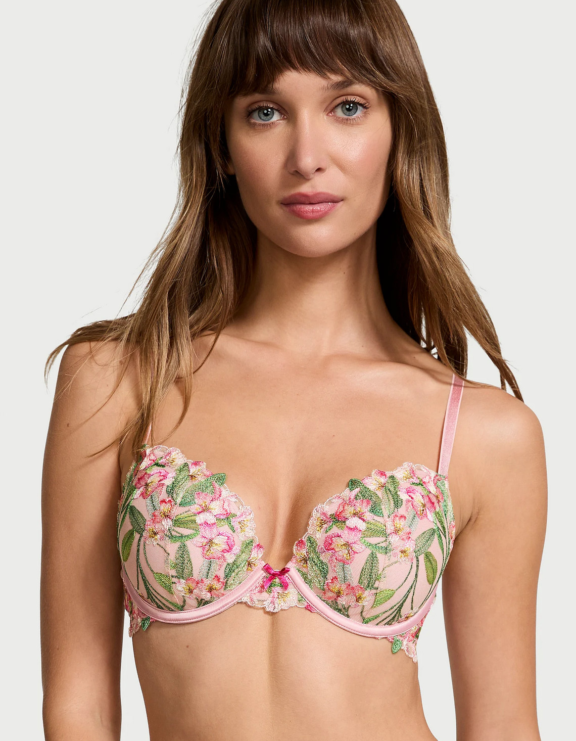 Victoria’s Secret Dream Angels Push Up bra set embroidery Lily floral pink rose