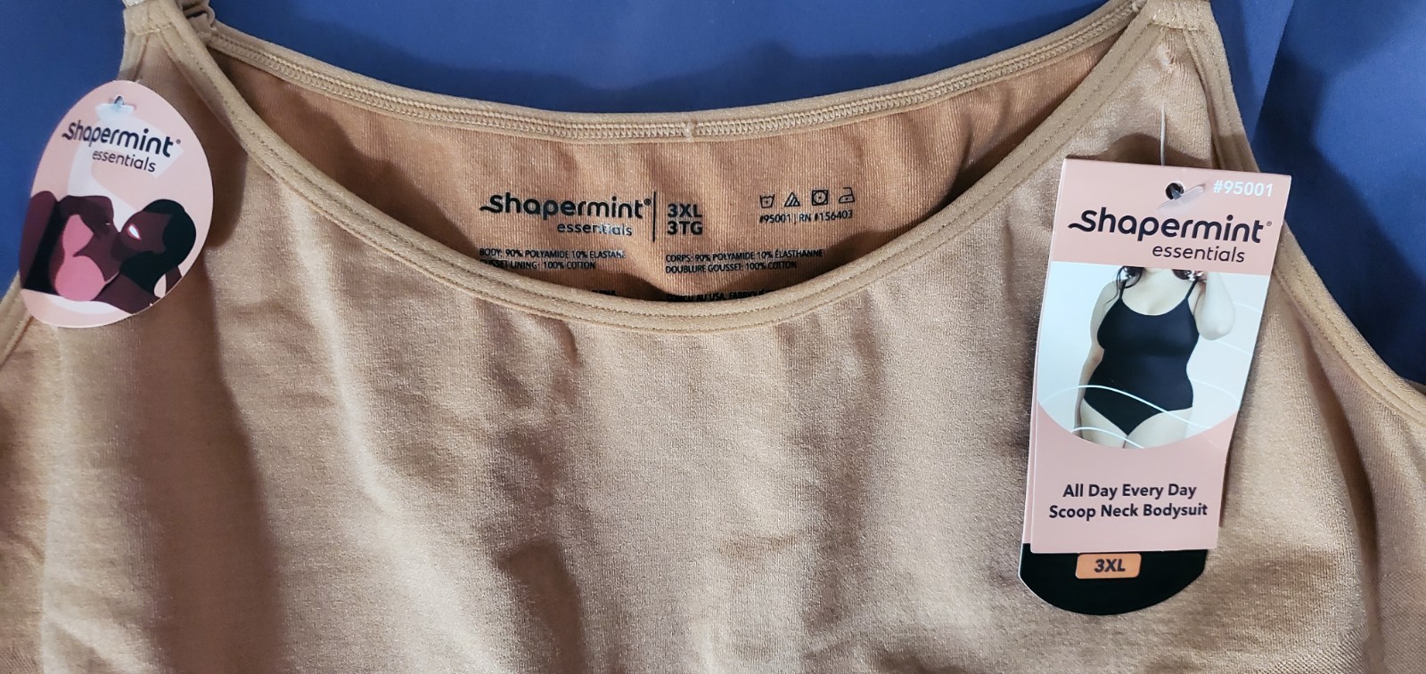 Shapermint Essentials All Day Every Day Scoop Neck Bodysuit 3XL Nude