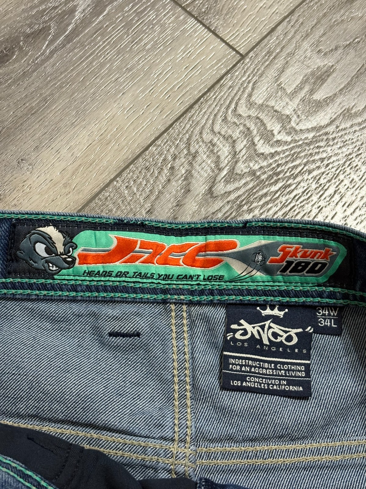 Vintage JNCO Skunk Side Stripe Baggy Wide Leg Jeans Y2K Streetwear – Men’s 36×35
