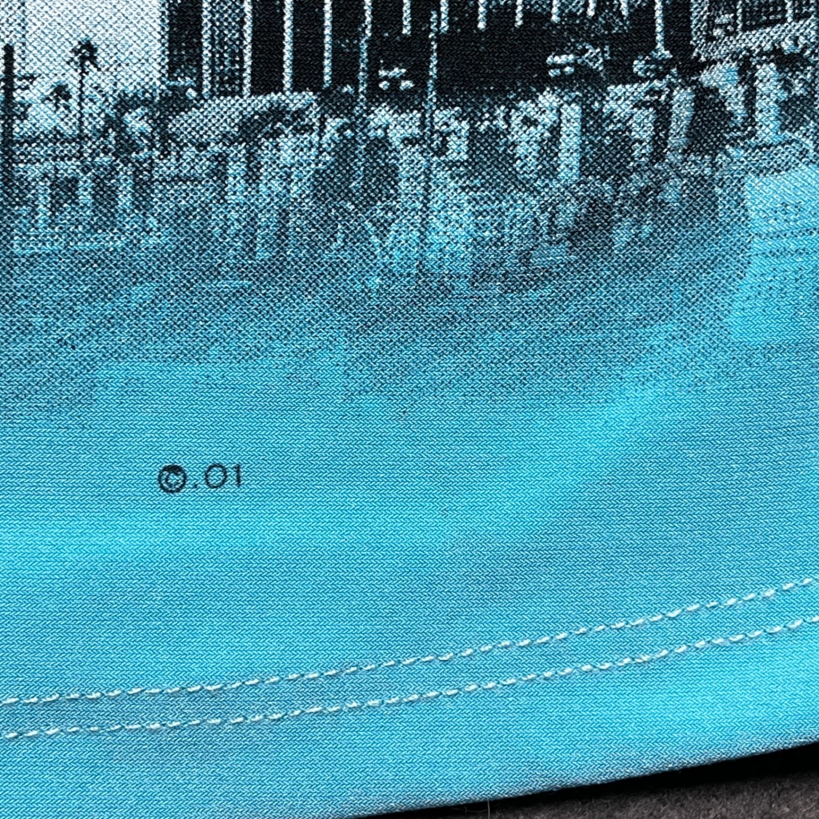 Las Vegas Women Graphic Top Polyester Spandex Large Y2K Souvenir Turquoise