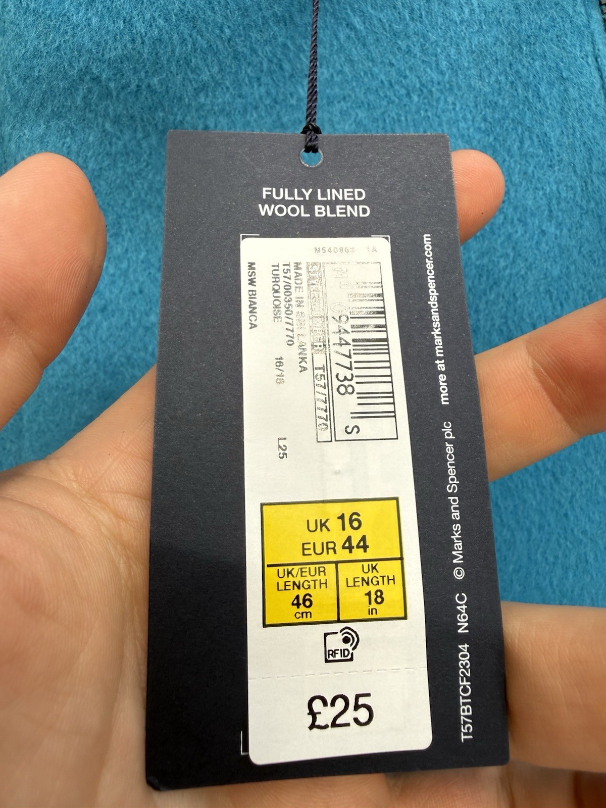 M&S Collection Wool Blend Mini Skirt Turquoise Fully Lined Zip Detail – UK 16