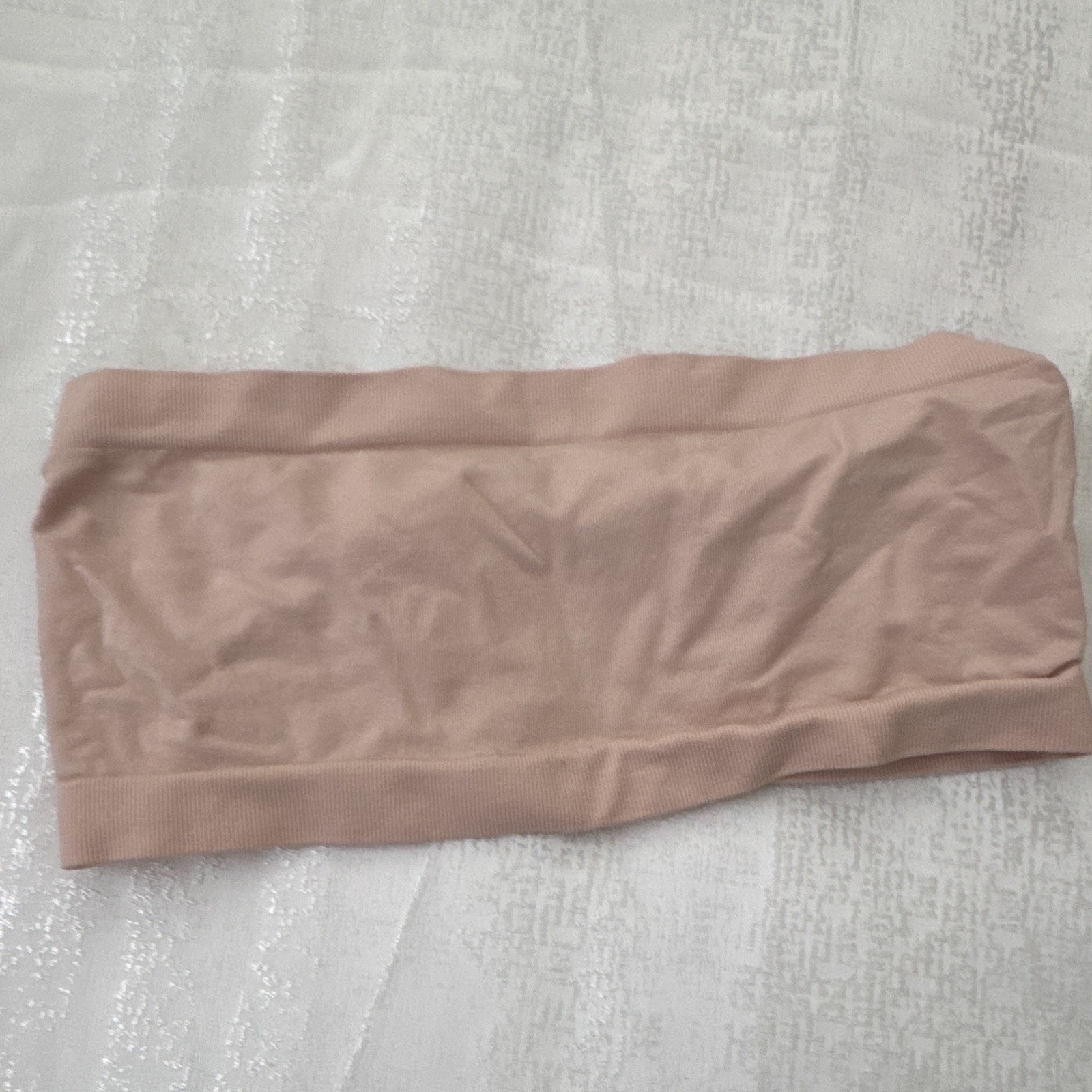 Rhonda Shear Ahh Bra Strapless Bandeau Bra Seamless Stretch Wireless L Beige