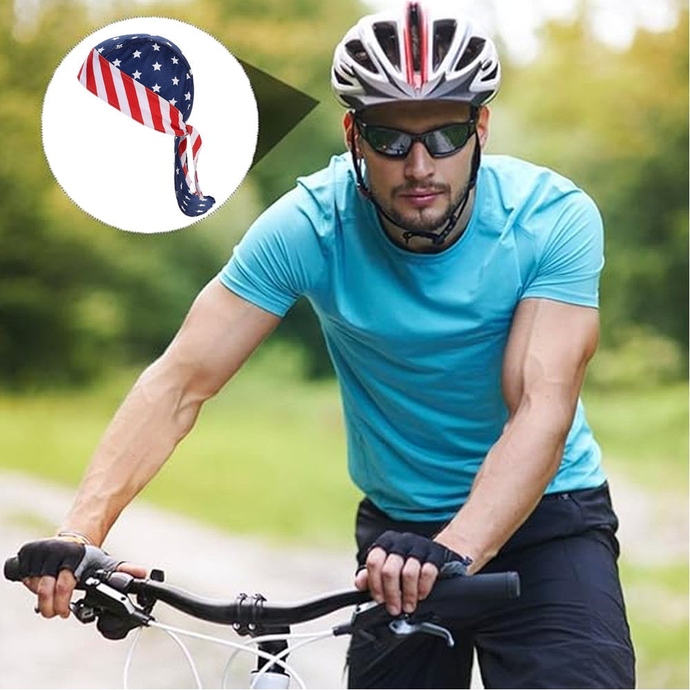 3PCS US Flag Doo Rag Head Wrap Breathable Bandana for Cycling Biker Sports