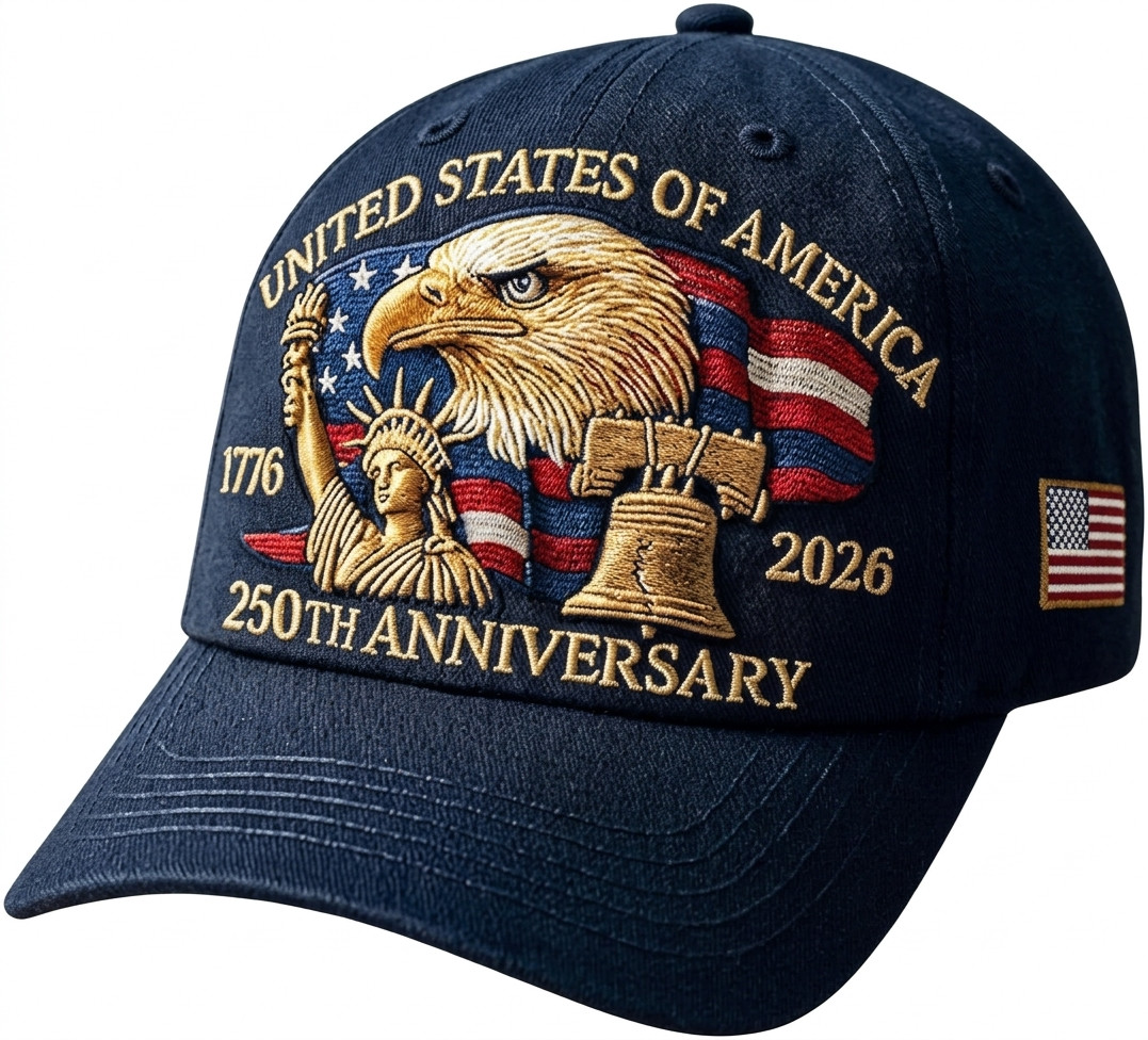 July 4th USA 250th Anniversary Cap Patriotic Veteran Gift Embroidered Adjustable