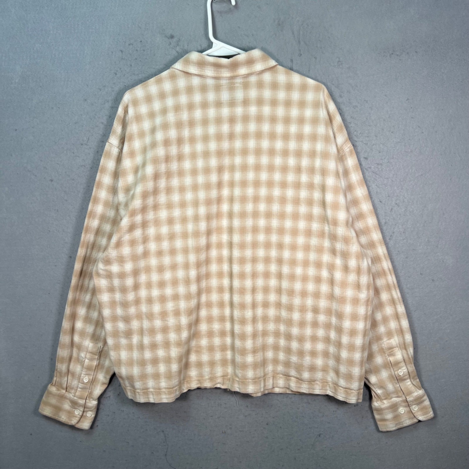 PacSun Beige & White Plaid Cotton Button-Up Shirt Mens Size XL