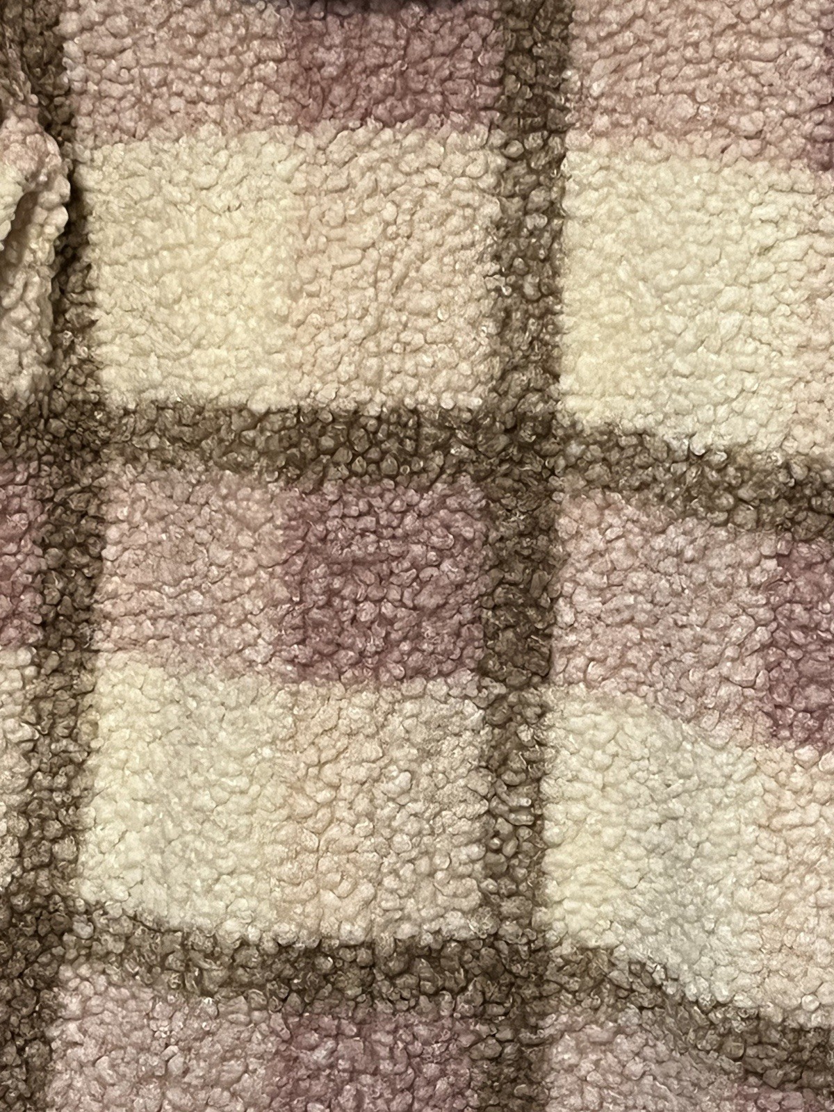 Picadilly Fleece Teddy Jacket – Pink/Beige/White Plaid Size XS – NWT Mid-length