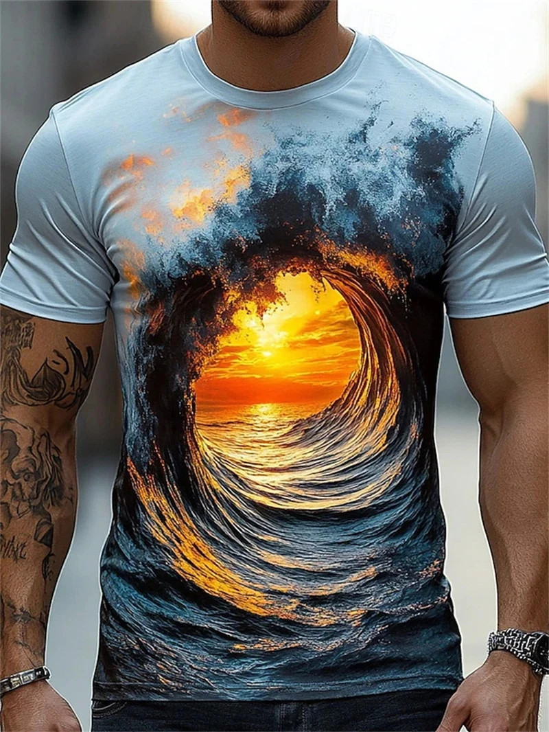 Funny Optical Illusion Graphic T Shirt For Men 3D Printed Art Abstract.