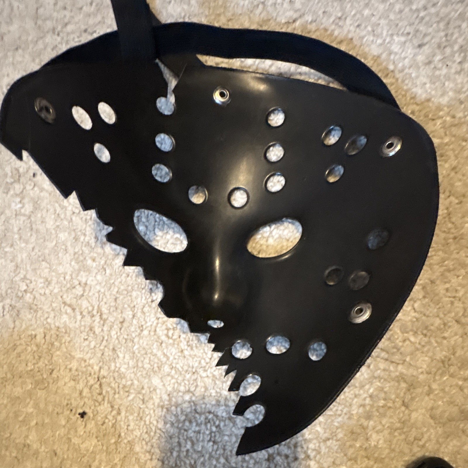 Black/Red Hockey Style Costume Face Mask Adjustable Straps Vent Holes One Size