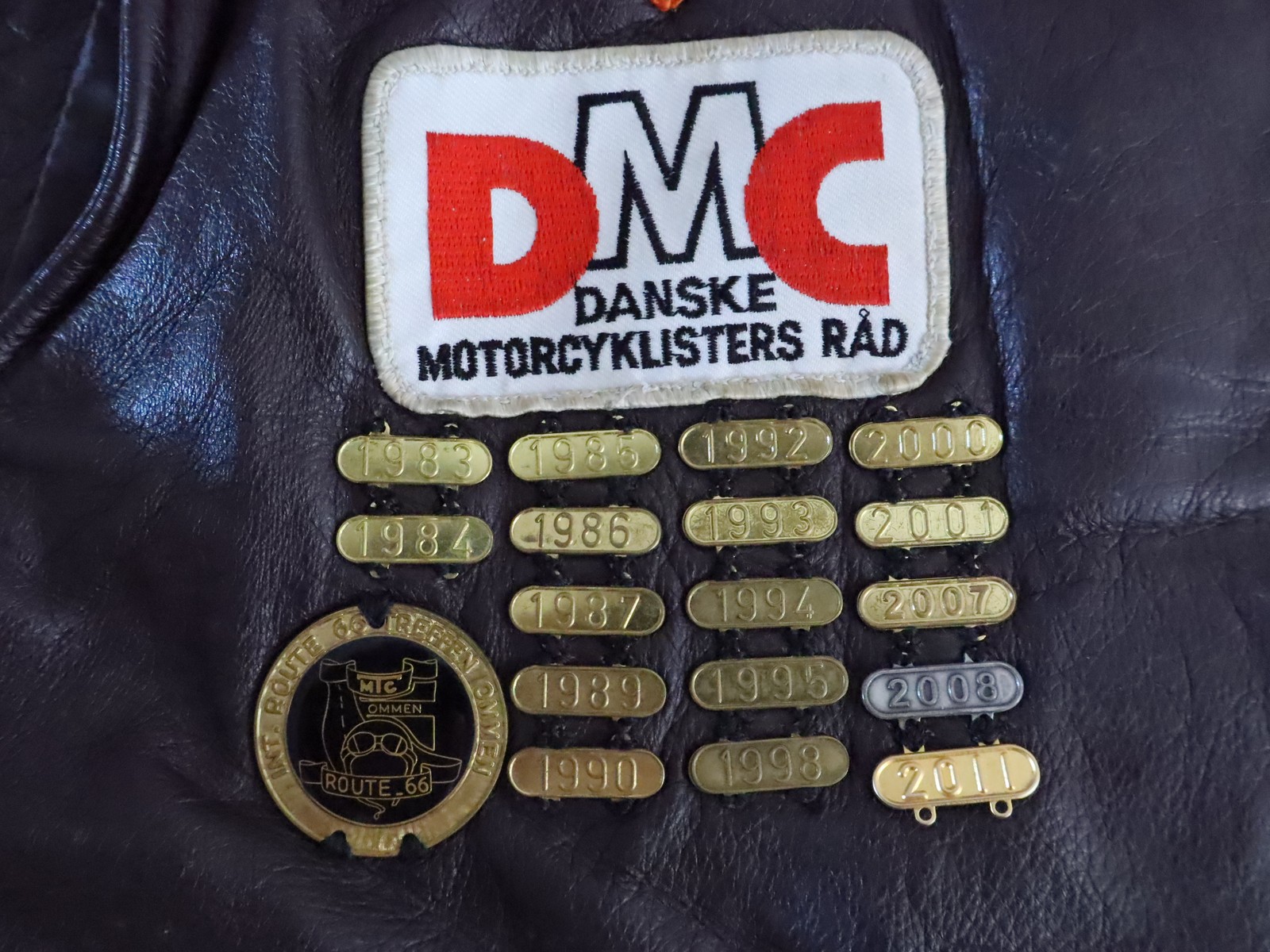 80s 90s Motorcycle Rally Worn Danish Scottish Highland Brown Leather Biker Vest