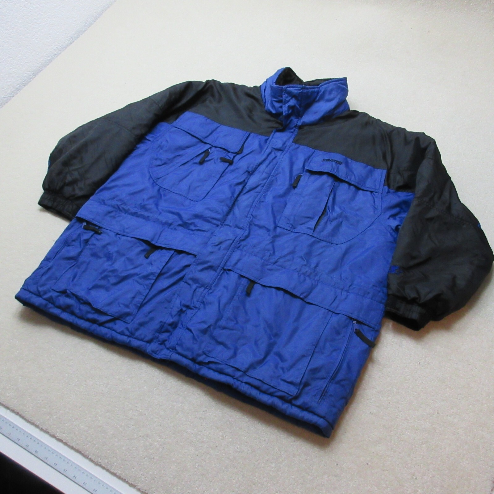 VINTAGE Starter Padded Jacket Mens 2XL Royal Blue Full Zip Insulated Pockets XXL