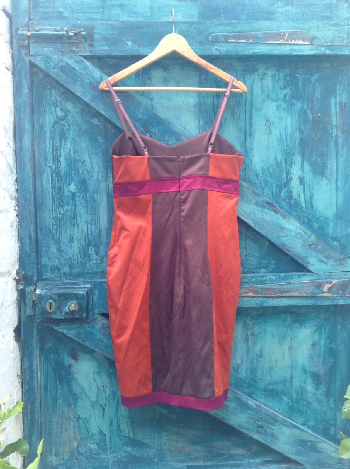 womens Orange Satin dress size M Rina Scimento Stretch Corset Wiggle Dress