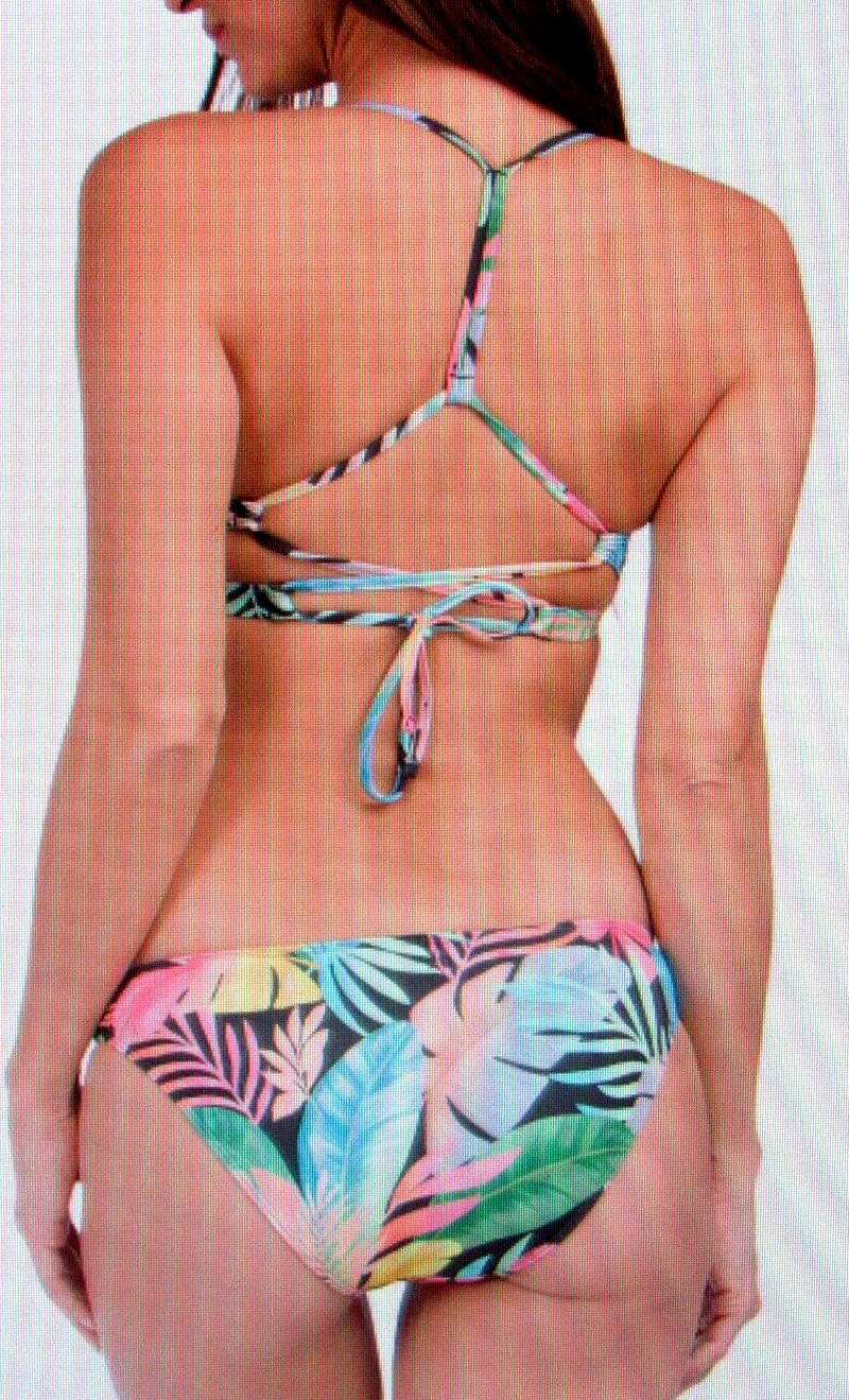 Hurley Swimwear Bikini Paradise Palm Adjustable Top Moderate Bottom Size XL NWT