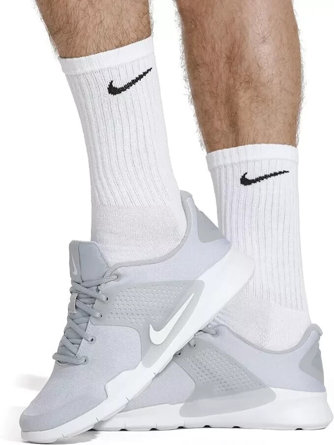 Nike Everyday Drifi Cushion UNISEX Crew Sock,LARGE (8-12),6PAIR,White