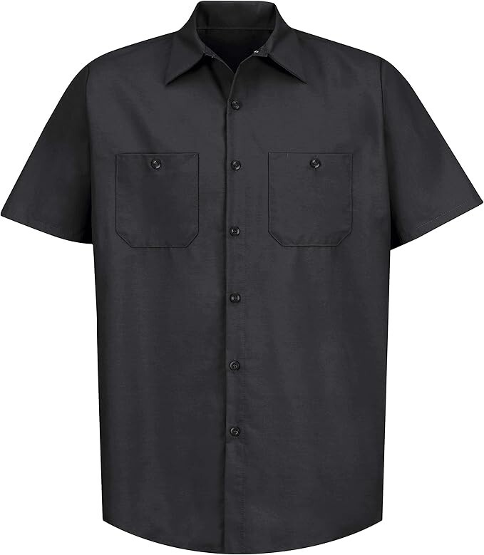 Red Kap Men’s Industrial Work Shirt, Regular Fit, Short Sleeve, Black