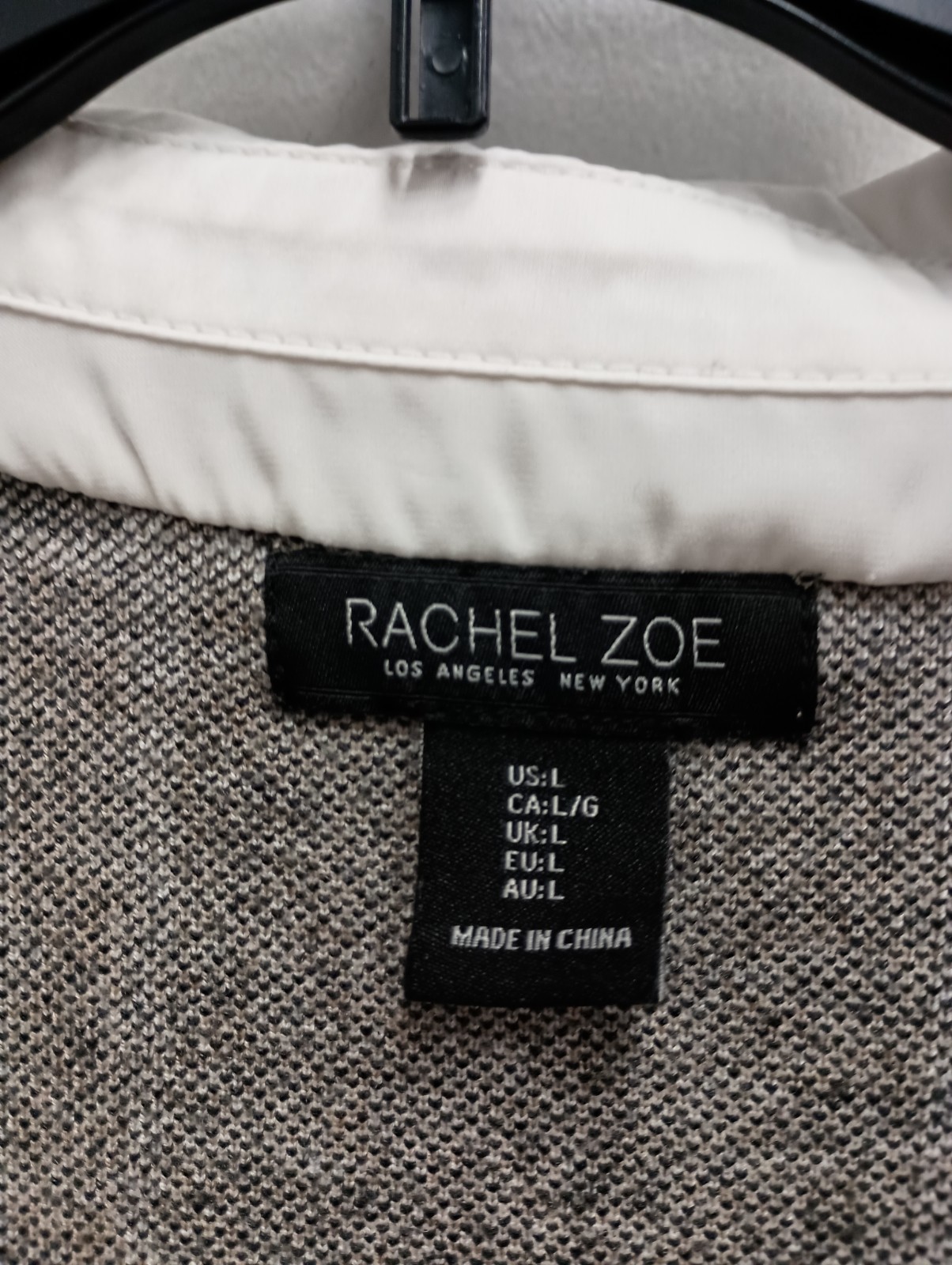 Rachel Zoe Twofer Sweater Womens Large Beige White Plaid Preppy Office Pullover