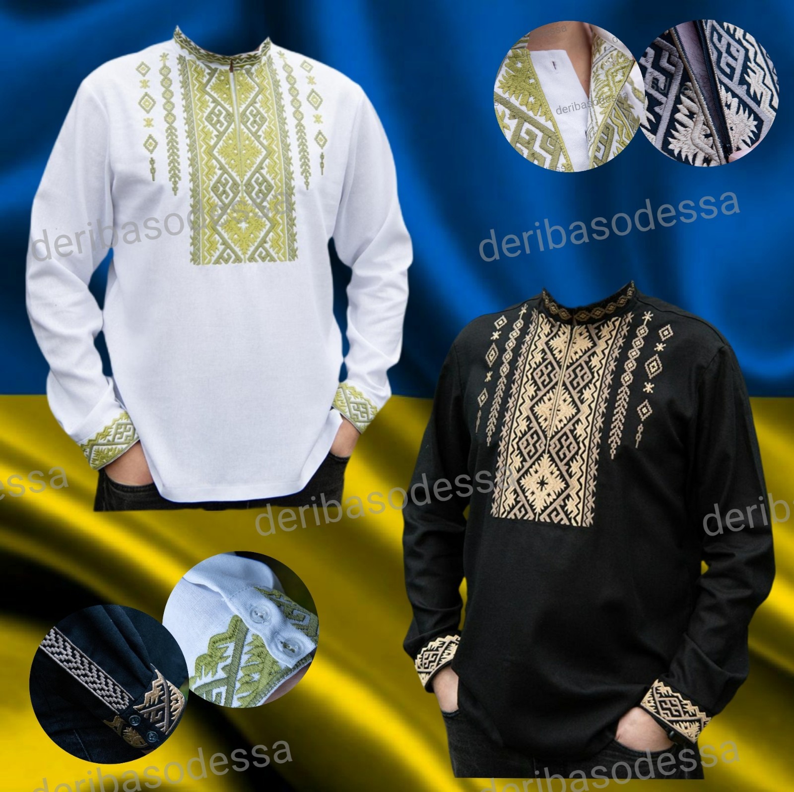 Ukrainian Embroidered Tradition shirt for men Sorochka Vyshyvanka BIG SIZE M-5Xl