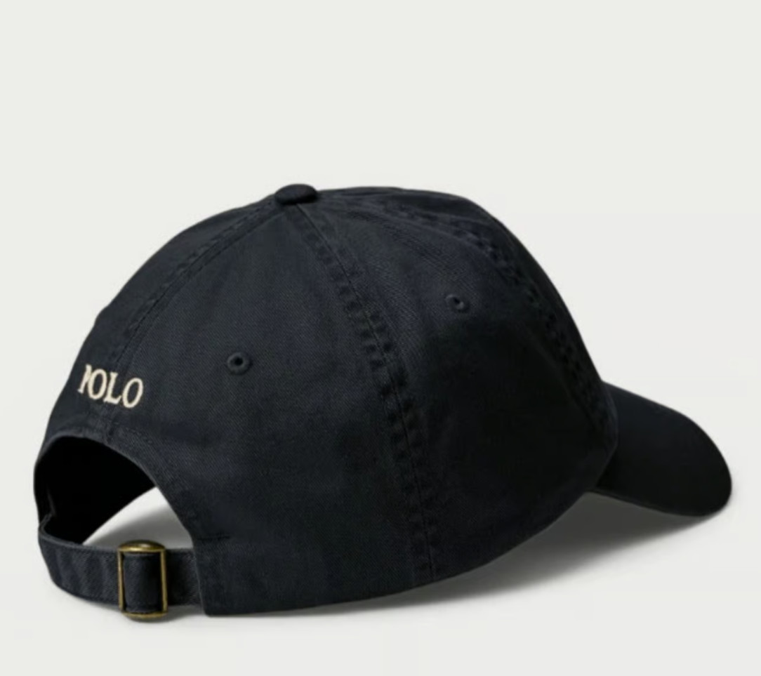 Polo Ralph Lauren Men’s One Size Cotton Chino Adjustable Ball Cap Black White