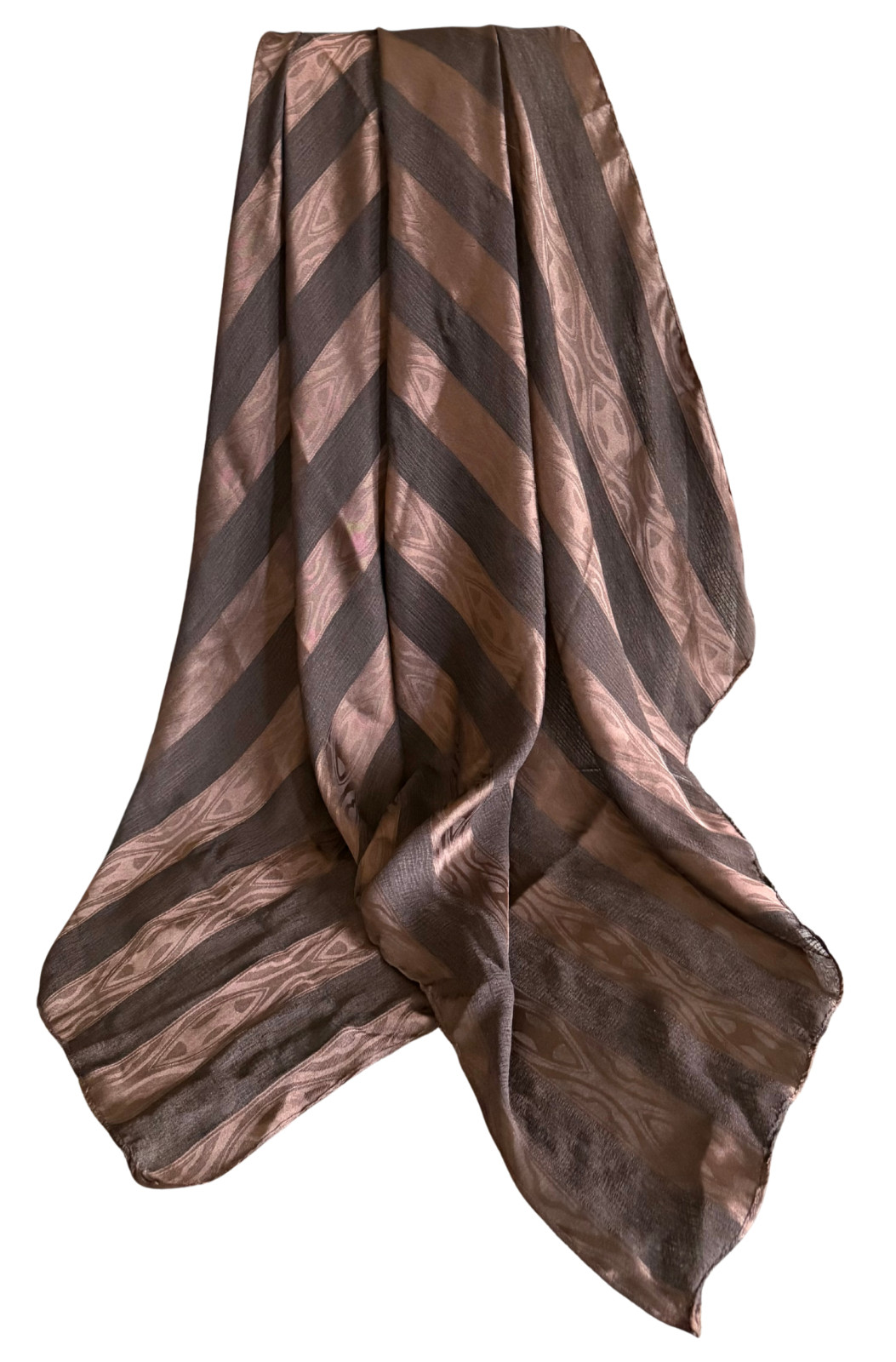 Silk Striped Printed Scarf for Women – Metalic Brown