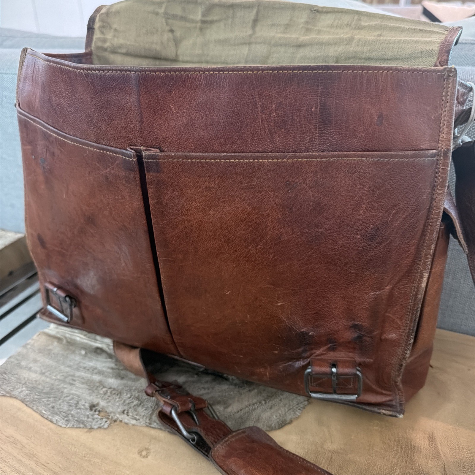 Vintage Genuine Leather Large Messenger Bag and Briefcase Purse Men Shoulder Bag