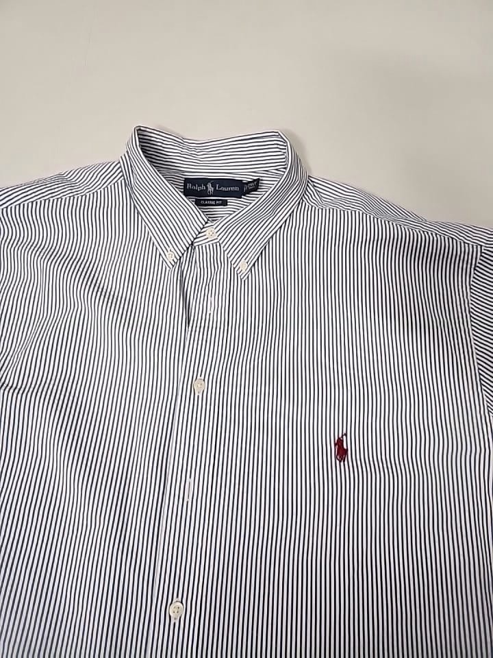 Ralph Lauren Men’s Classic Fit Blue/White Stripe SS Dress Shirt 2XLT
