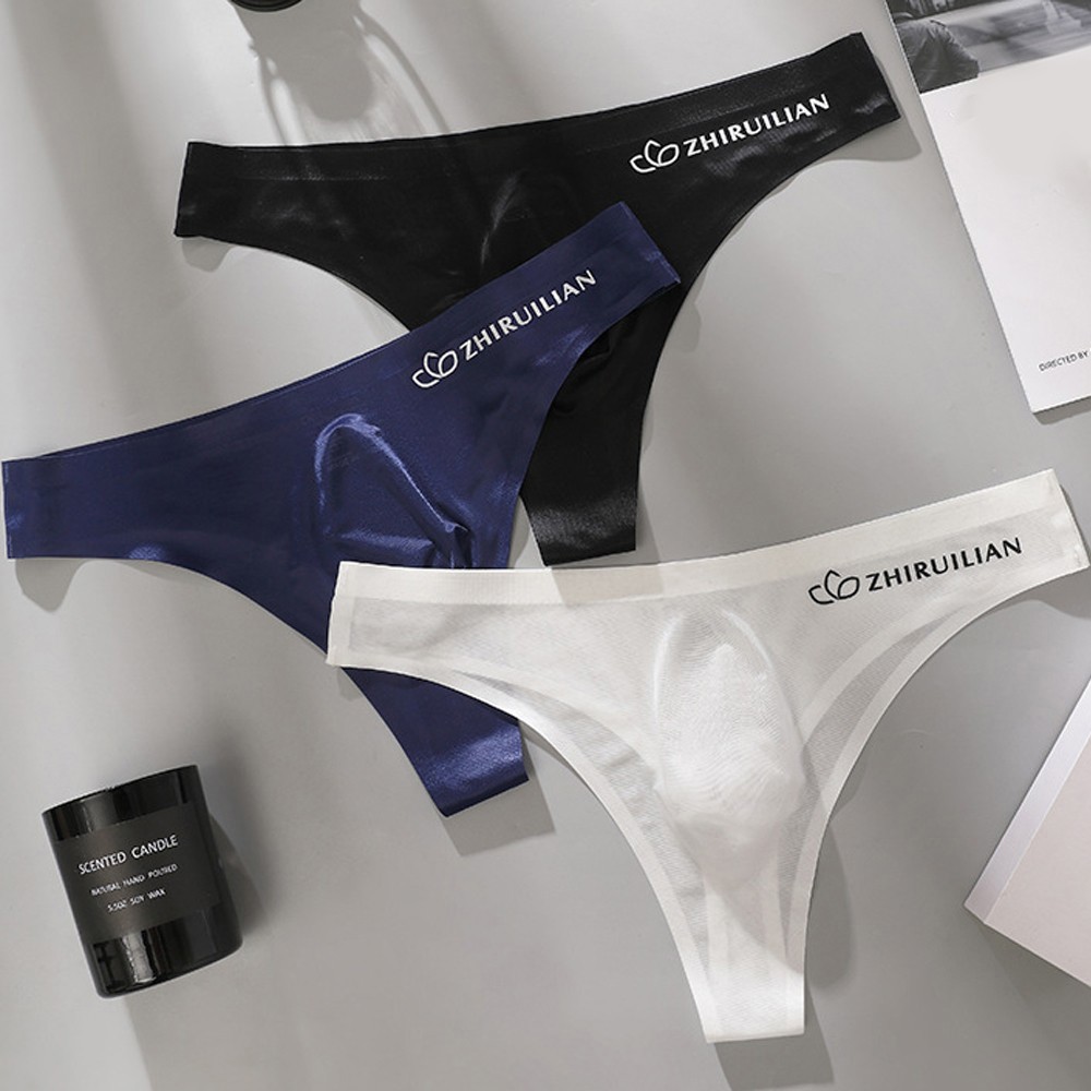 Men Sexy Seamless Briefs Thong Underwear Low Waist Comfortable Thin Underpant US
