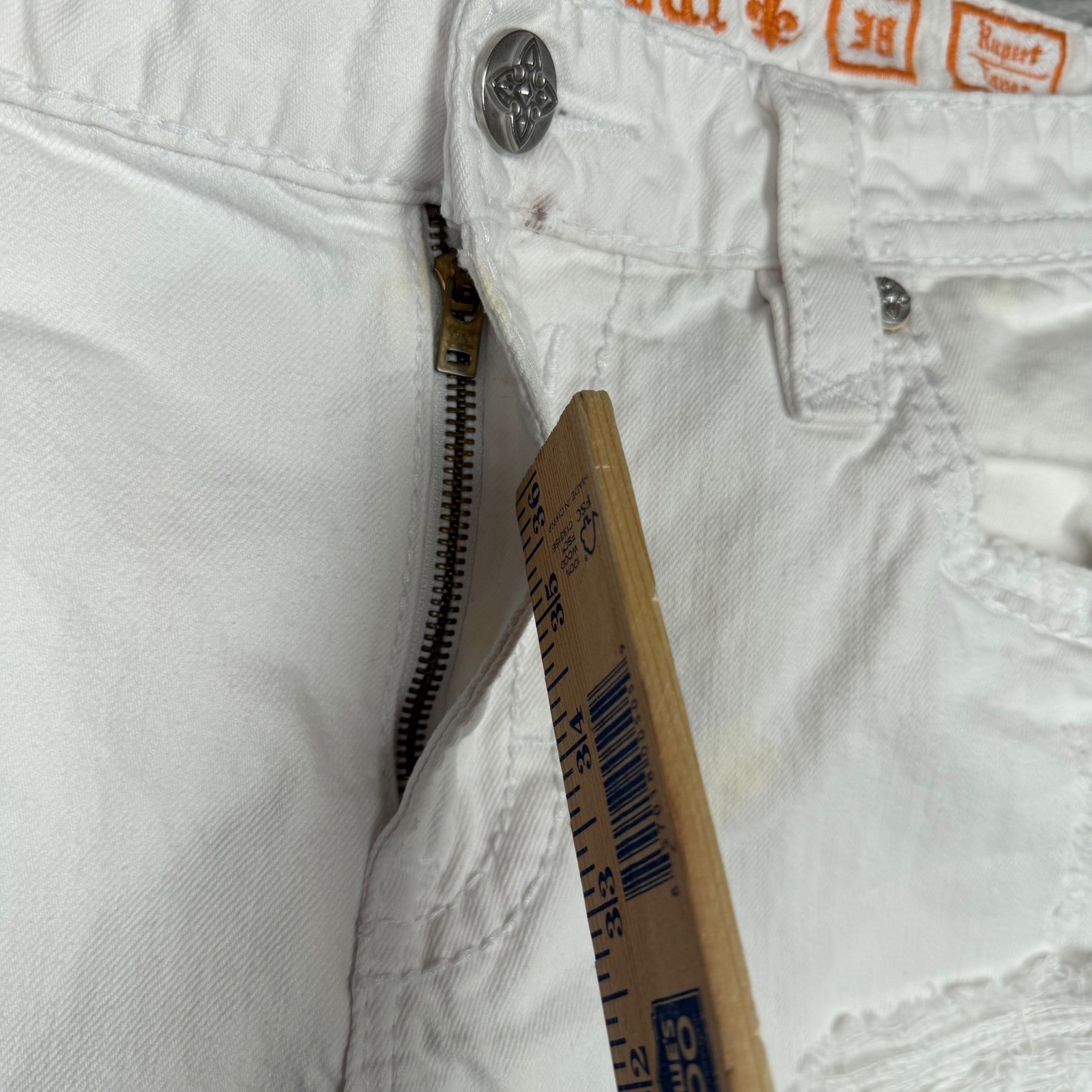 Rock Revival Rupert TA1 Mens 38 White Distressed Studded Straight Jeans
