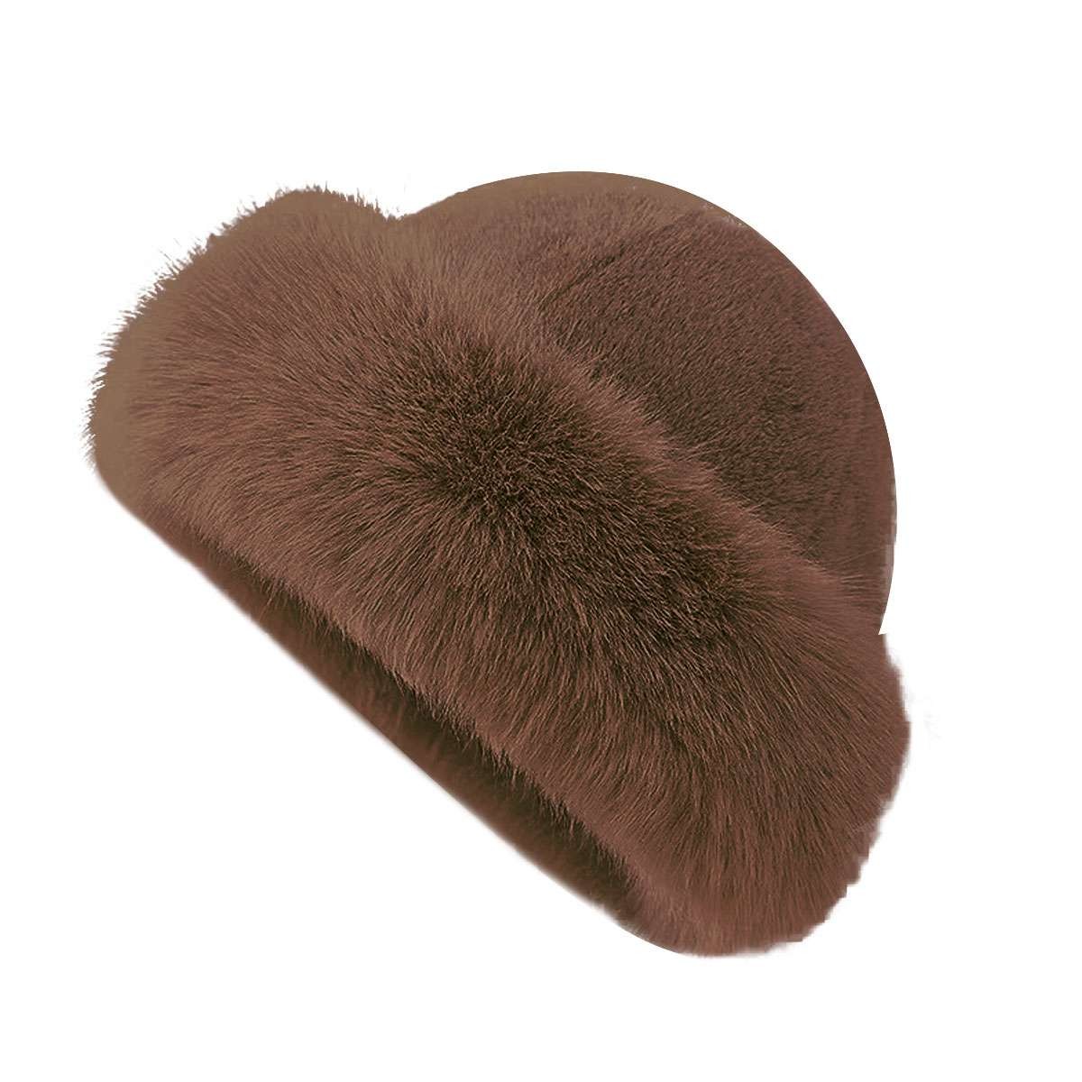 Winter Thickened Faux Fur Hat for Women Warm Plush Fluffy Outdoor Cap