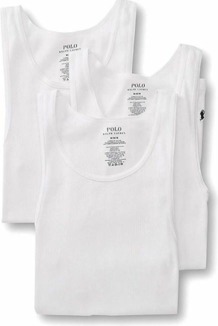 3 GENUINE POLO RALPH LAUREN COTTON WHITE TANKS T-SHIRTS UNDERSHIRTS S M L XL XXL