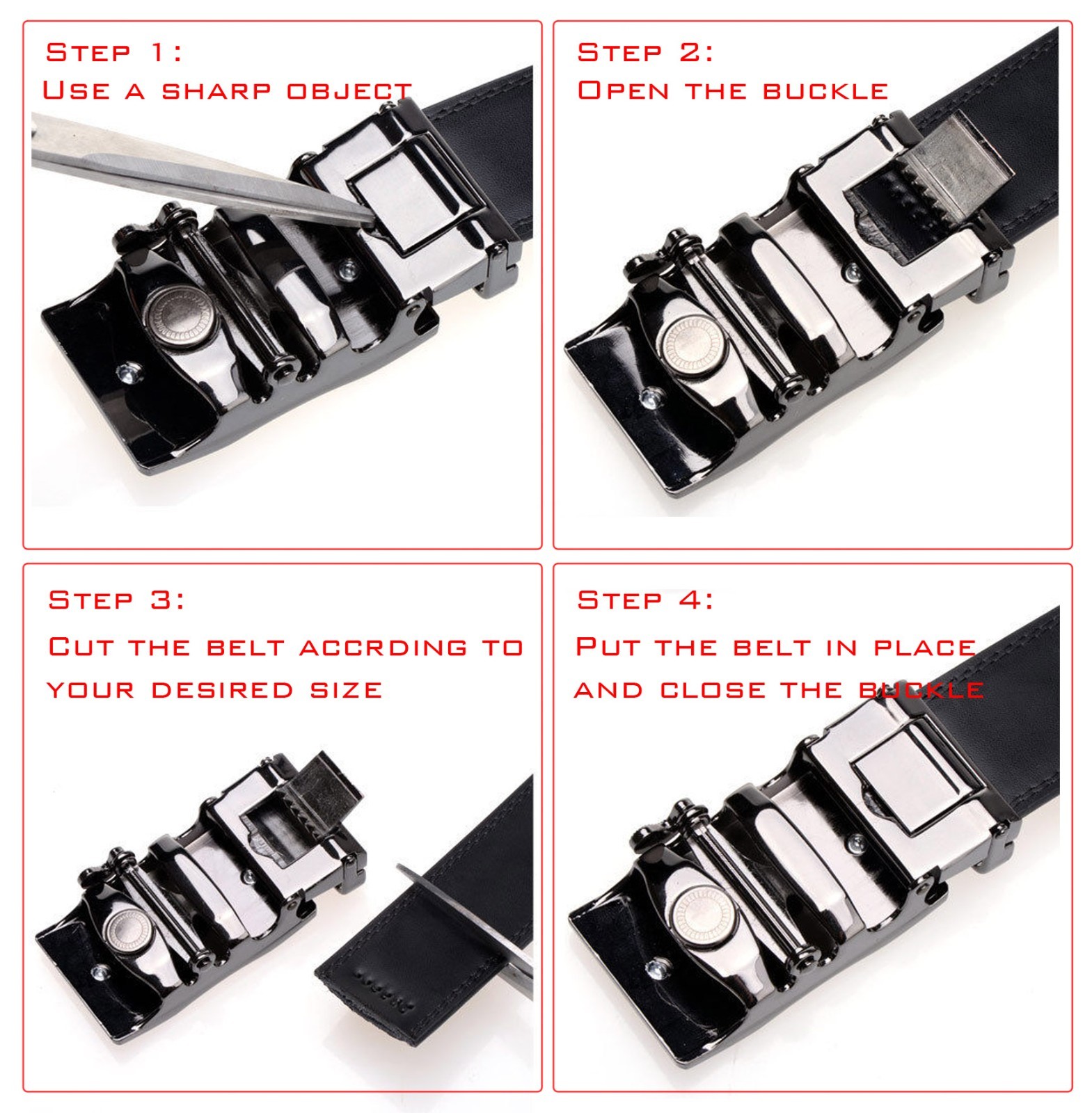 Lot Genuine Leather Mens Ratchet Belt Belts For Men Adjustable Automatic Buckle
