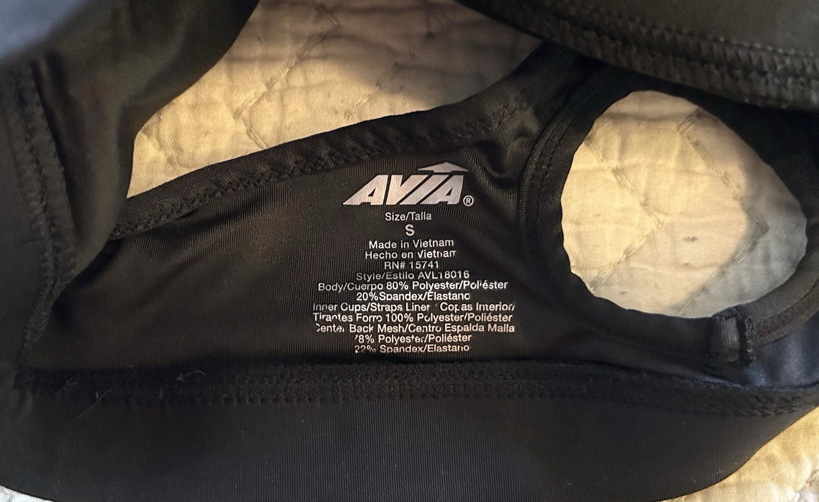 Avia Women’s Black Racerback Sports Bra Size S Medium Support Wireless