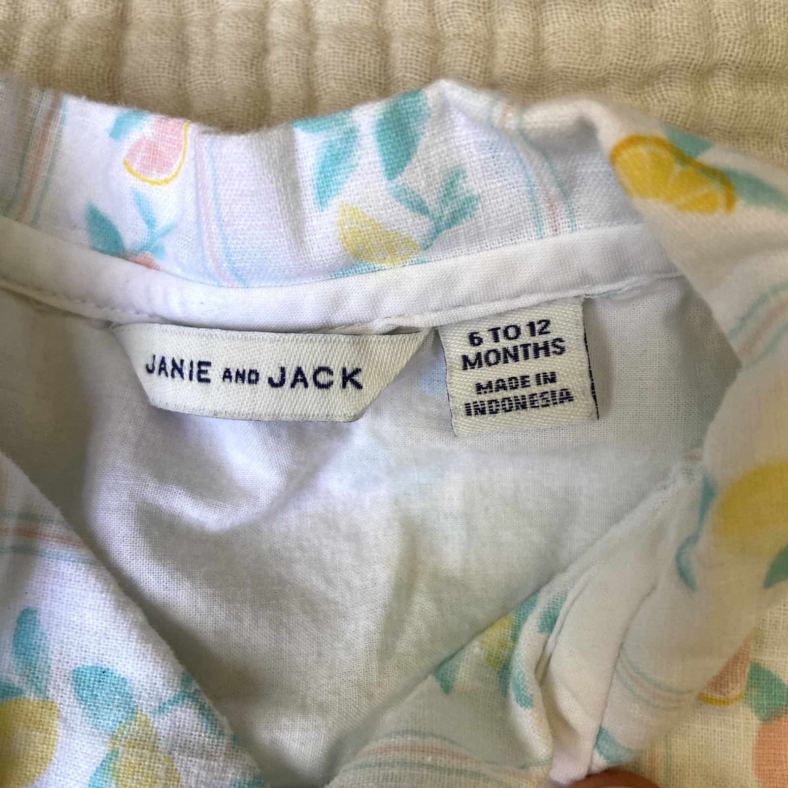 Janie and Jack Bundle Linen Cotton Romper Button Shirt 6-12 Months Preppy Spring