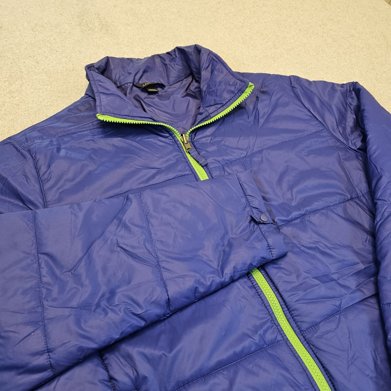 Lands’ End Primaloft Full Zip Puffer Jacket Lightweight Pockets Gorpcore Blue L