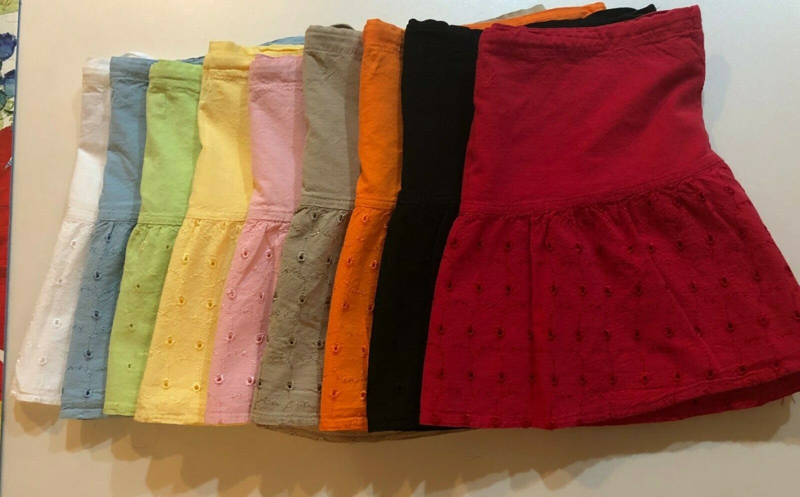 Mini Skirts Ladies 100% Cotton Embroidered Garment Dyed (10 Colors)