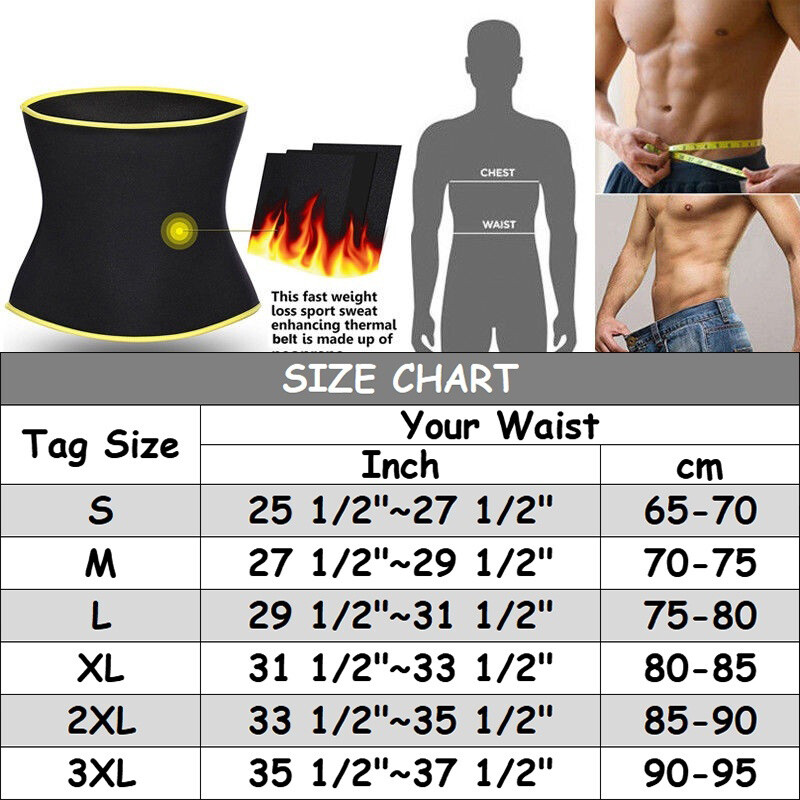 Men’s Fat Burner Tummy Slim Body Shaper Neoprene Sauna Sweat Belts Waist Trainer