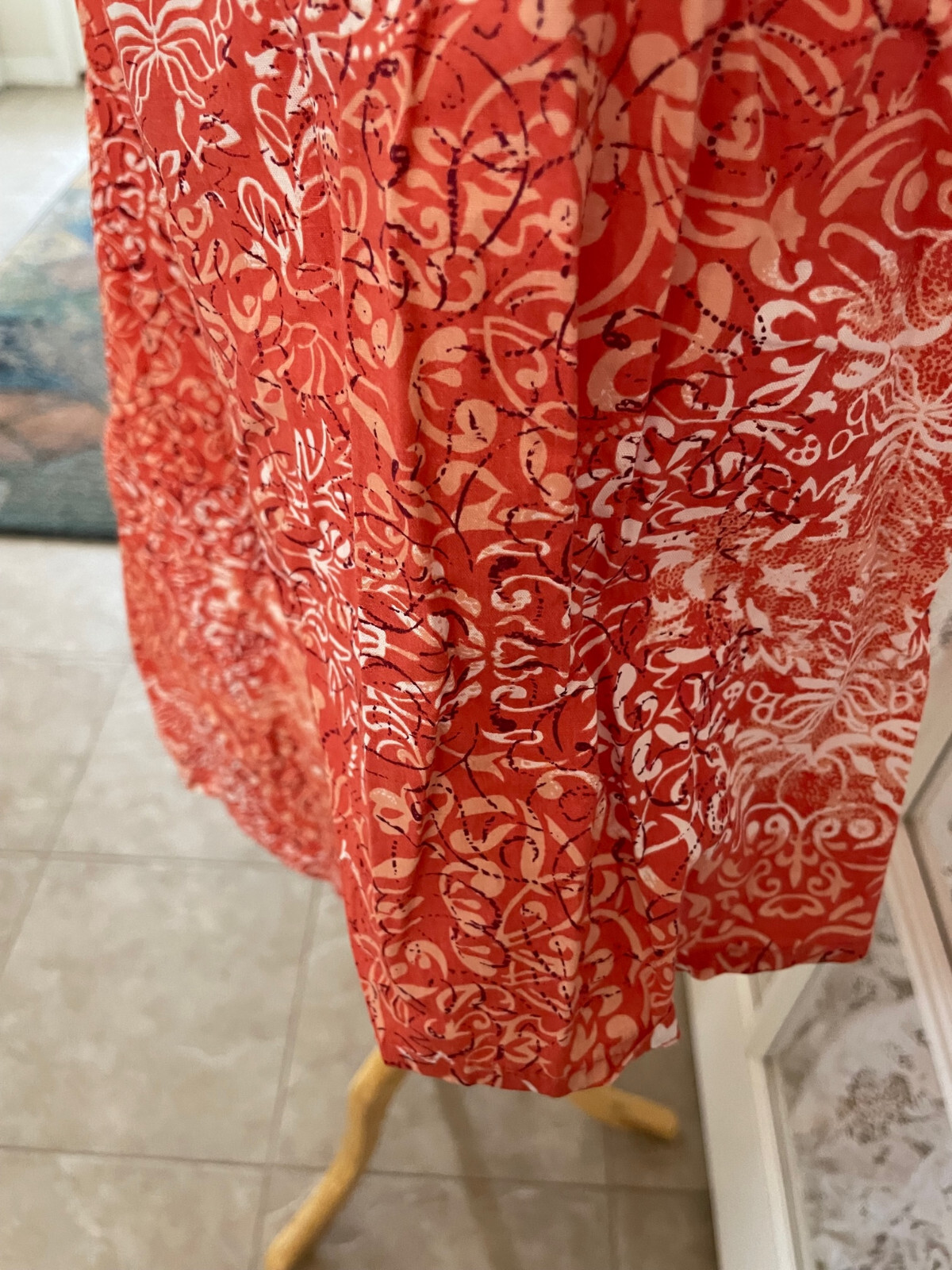 JM Collection 18W Boho Urban Exotic Orange Blouse Embellished Tunic Elastic Back
