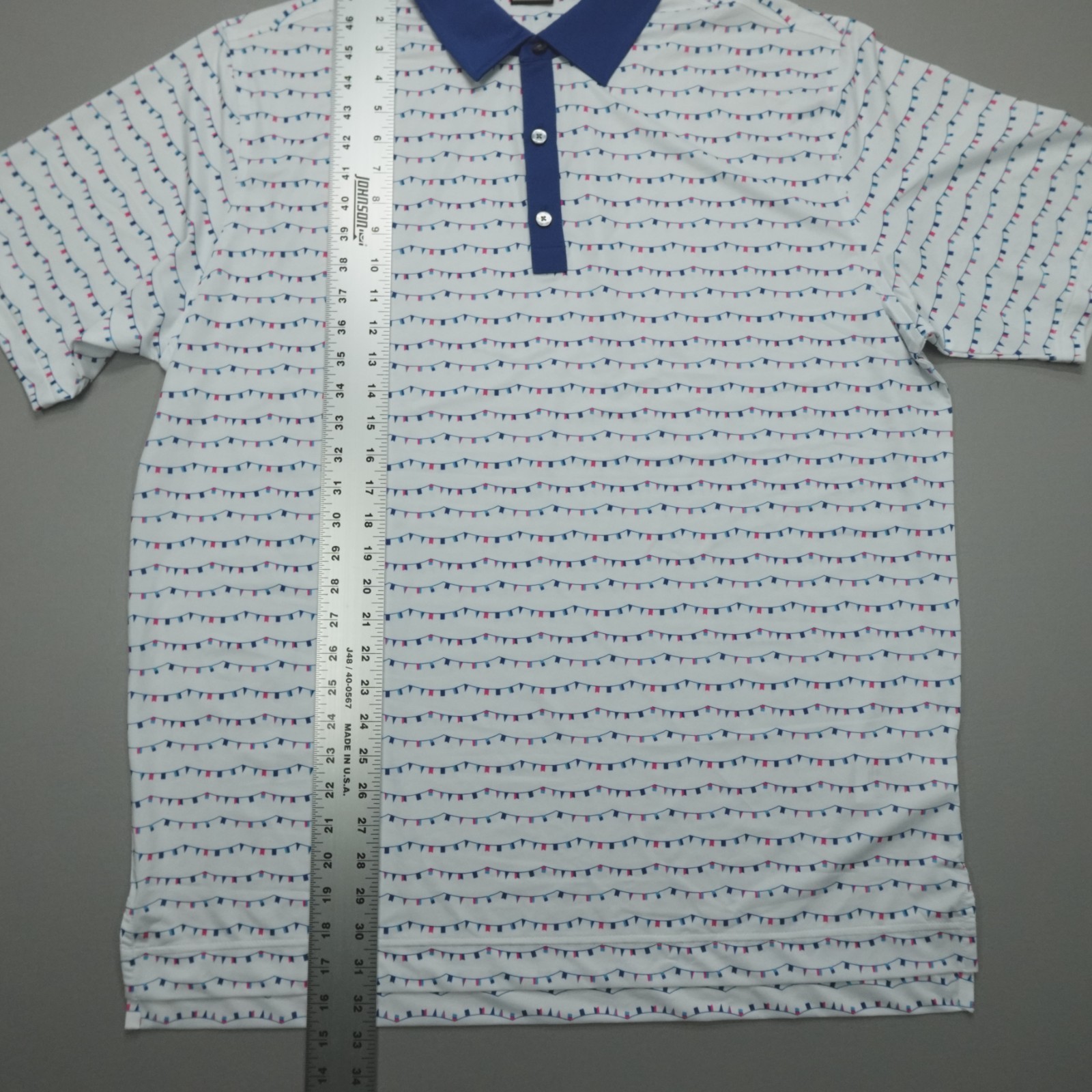 FootJoy Flag Banner Print Lisle Polo Shirt SS Men’s Size XL Relaxed Fit White