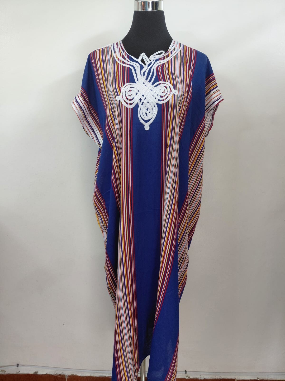 Moroccan Style Kaftan Maxi Dress Embroidery Abaya boho Beach Cover Summer S M L