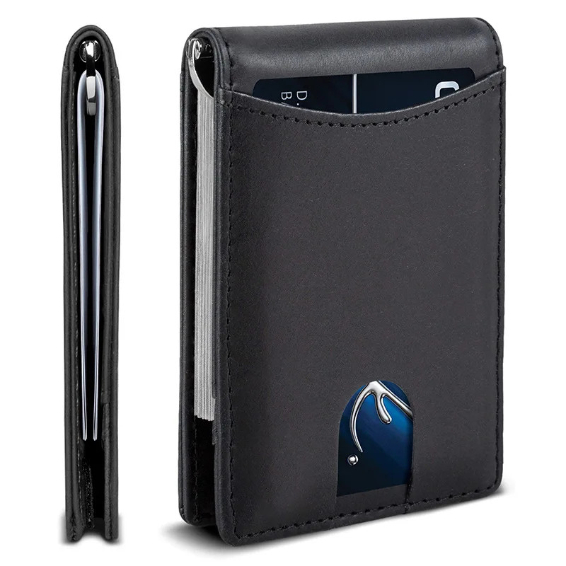 Geestock Slim Microfiber Leather RFID Blocking Credit Card Wallet with Money Cli