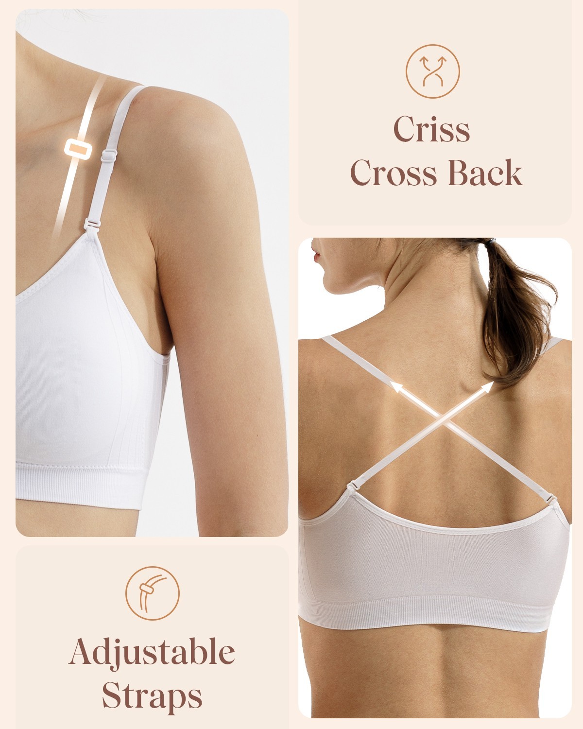 Women’s Seamless T-Shirt Bra Wireless Padded Bralette, No Underwire Everyday Bra
