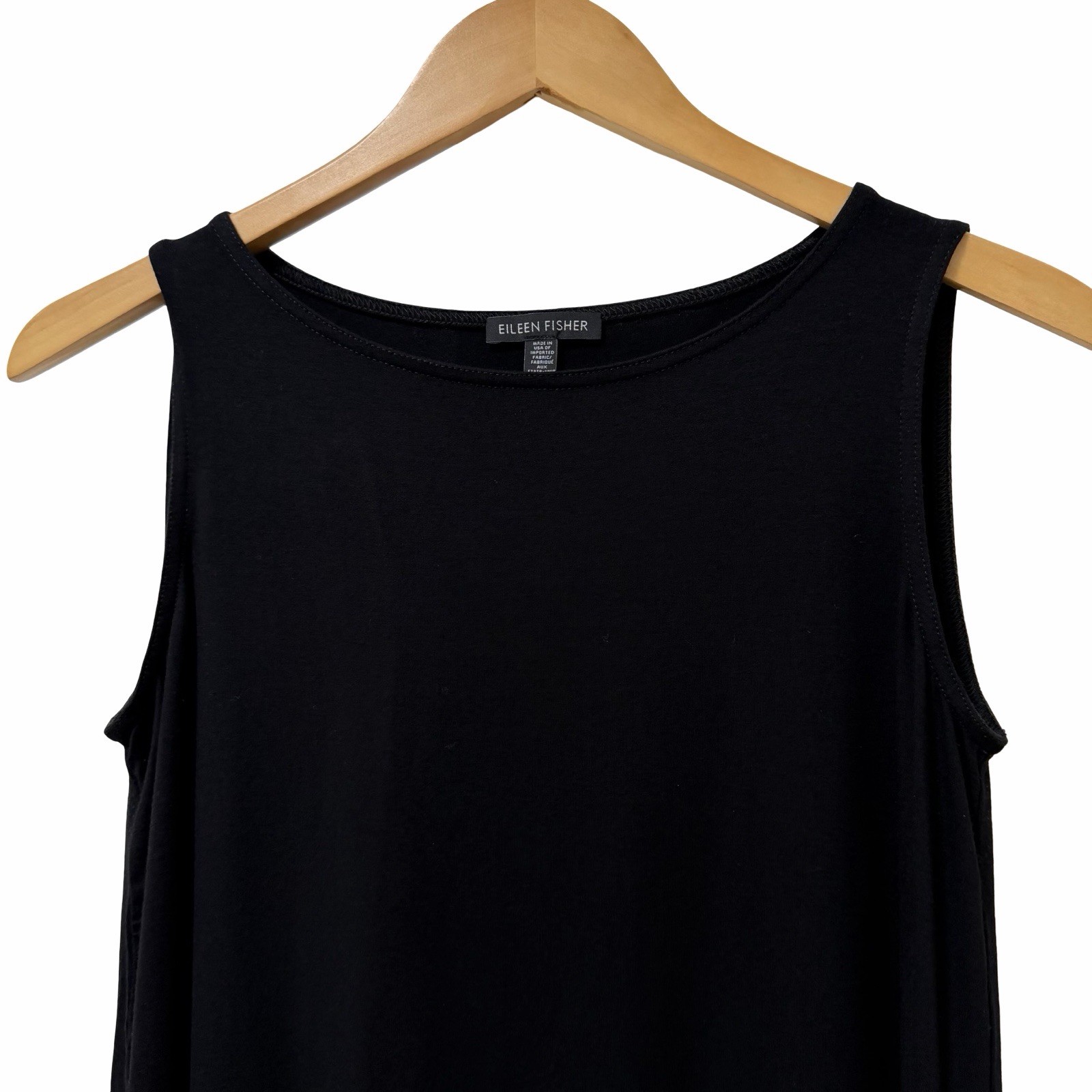 Eileen Fisher Woemns Jersey Relaxed Tank Top Size XS Black Minimalist Capsule