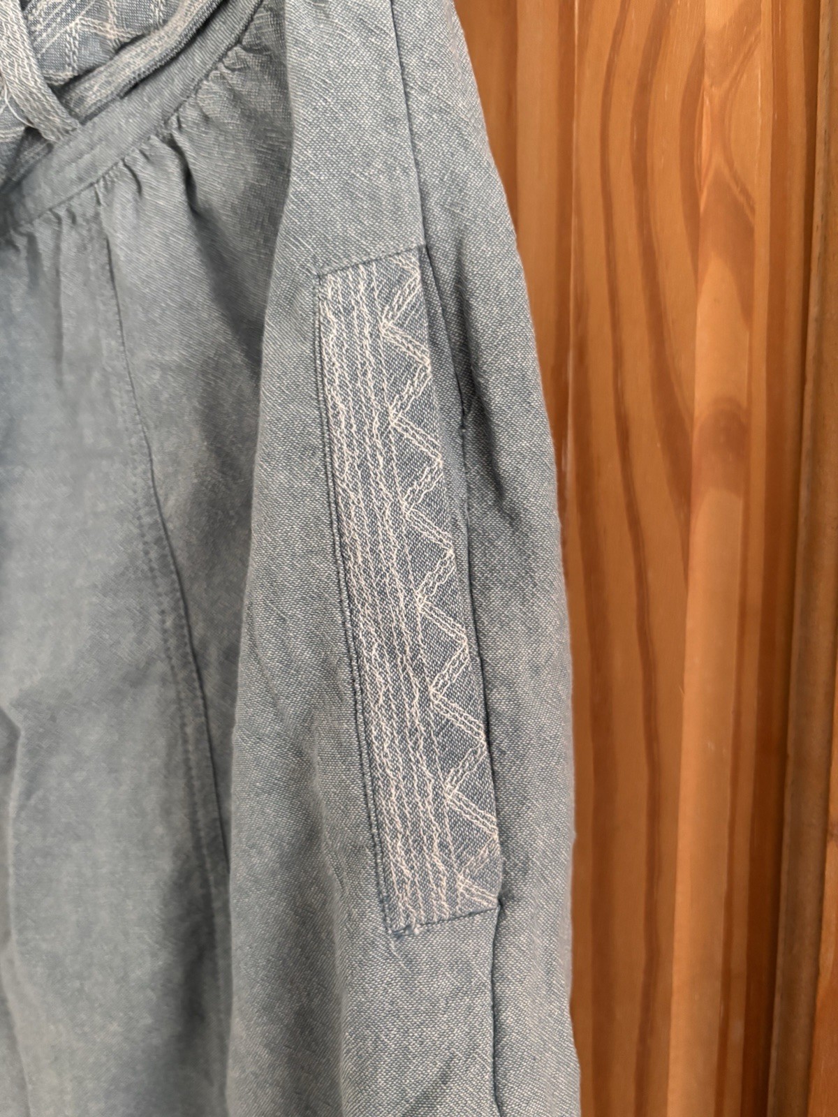 FATFACE Blue Midi A-Line Skirt UK Size 12 ~ 100% Cotton Embroidered Fat Face