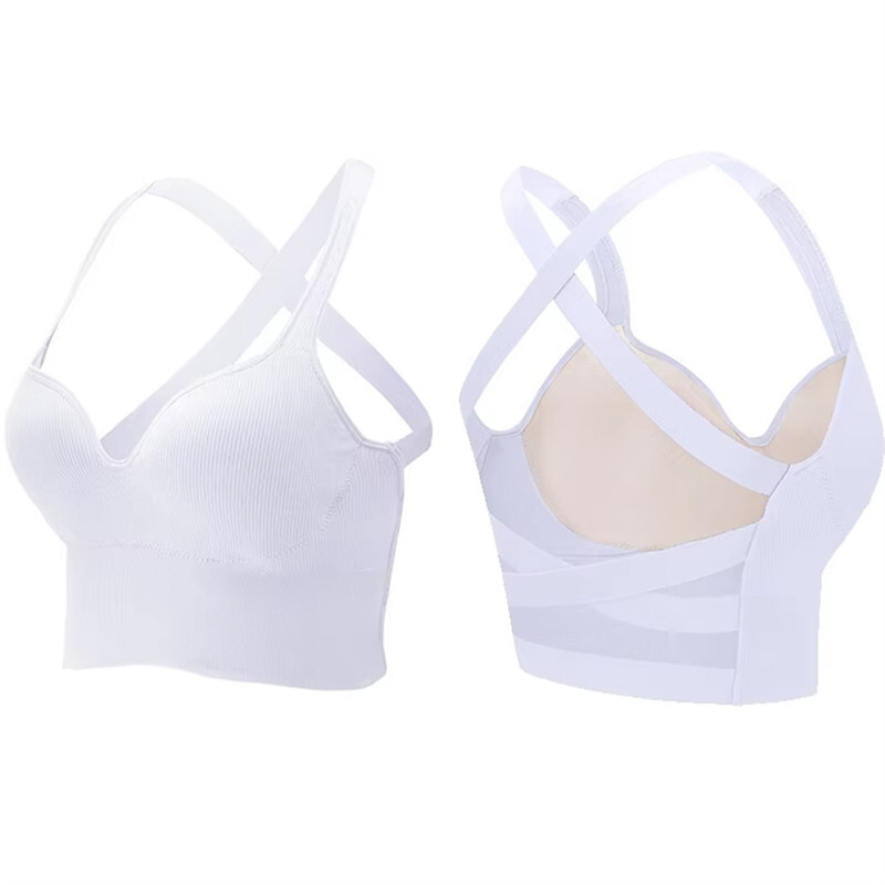 Cross Back Sports Bra for Women Padded Strappy Yoga Bra Medium Support Sexy Bra