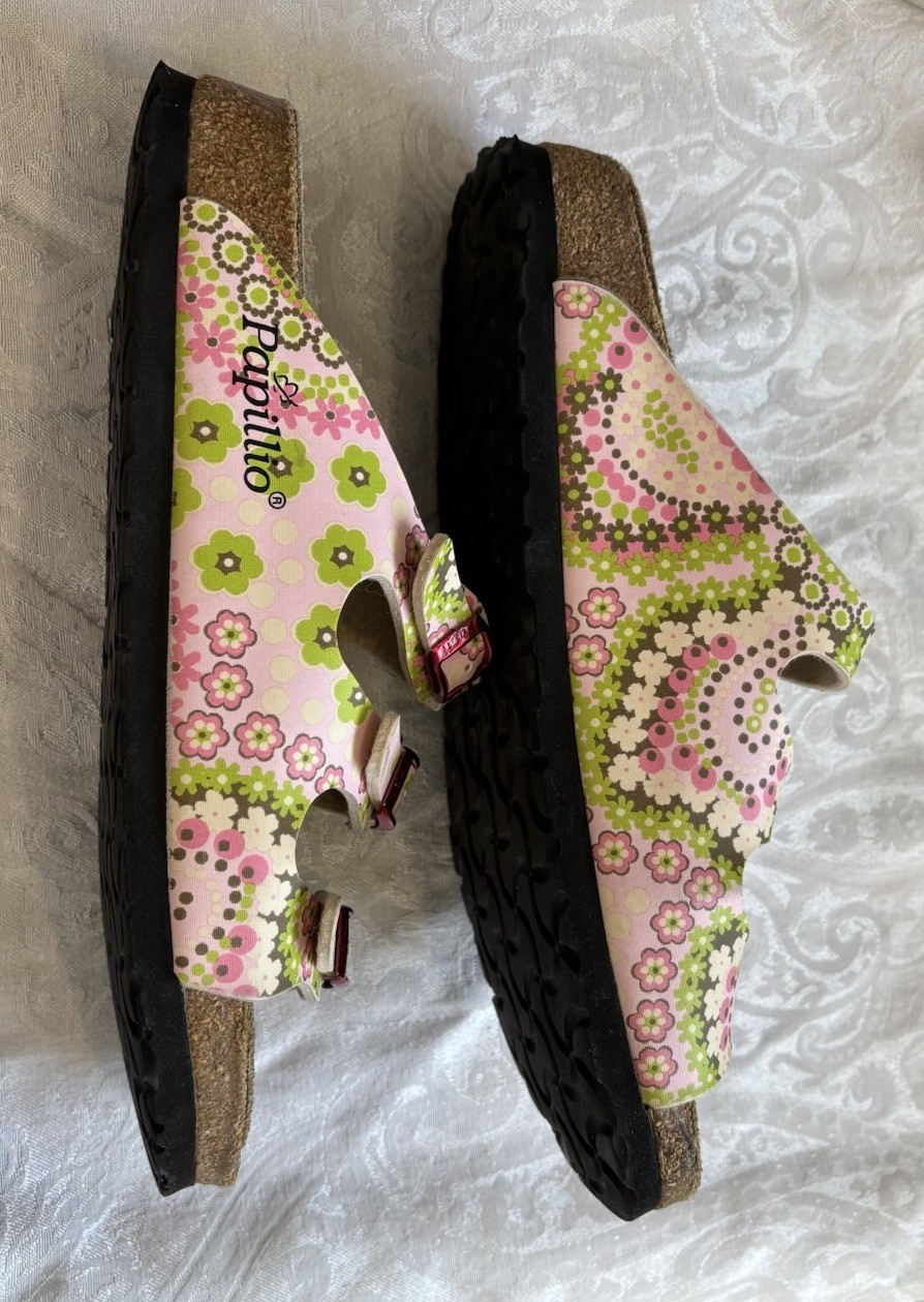 Birkenstock 39 Papillio Sandals Womens 8 Floral Florida Slides Germany