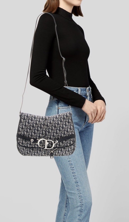 Christian Dior Diorissimo Blue Monogram Flap Messenger Crossbody Shoulder Bag