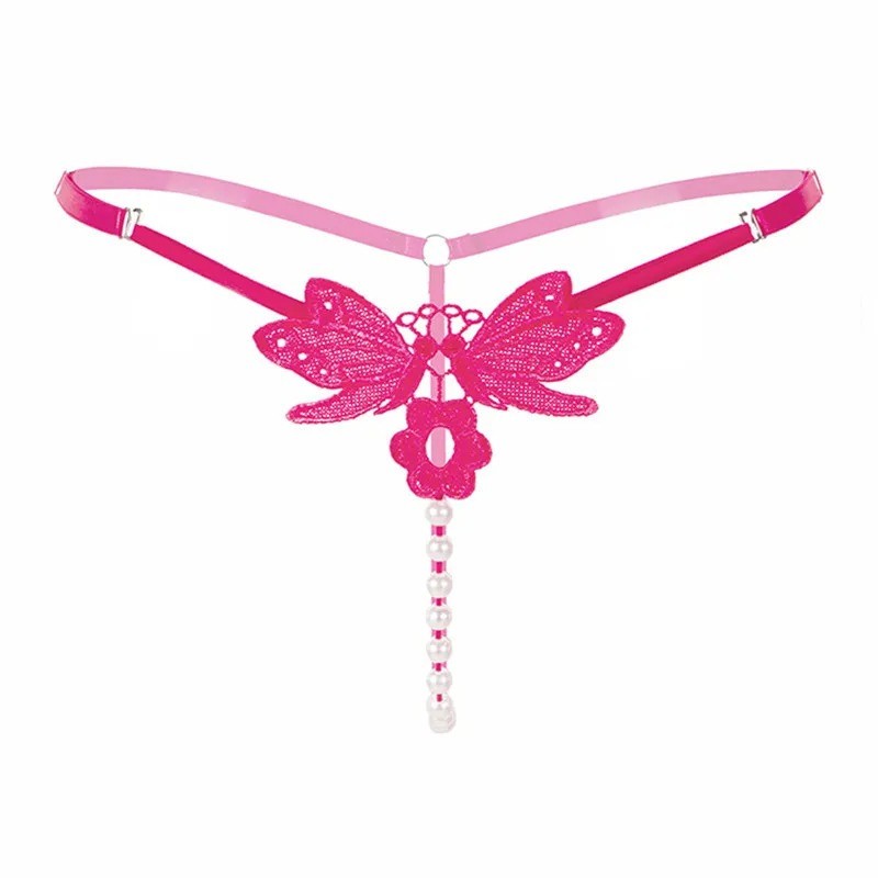 Sexy Women Lace Pearl Thong G-string Panties Lingerie Underwear Crotchles T-back