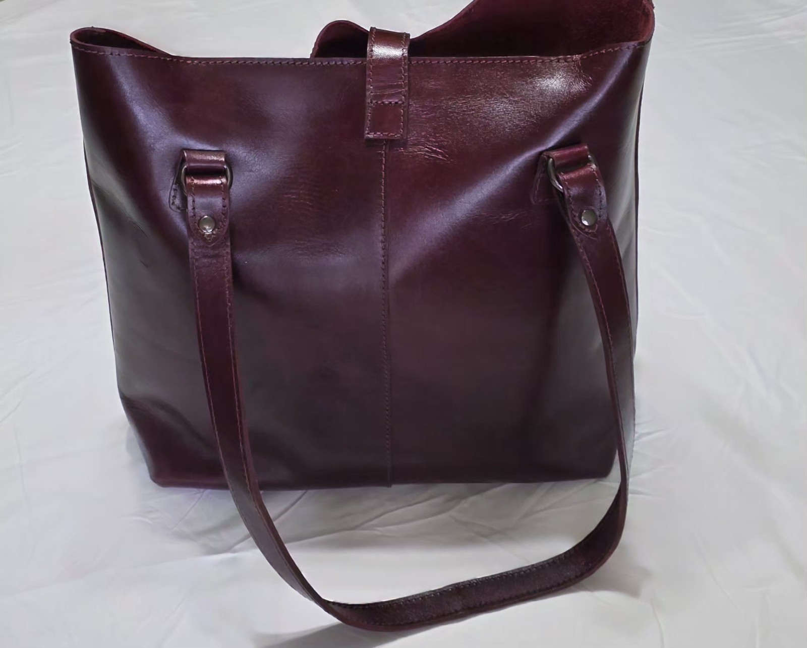 Handmade Mexican Genuine Artisan Leather Burgundy Tote Shoulder Bag
