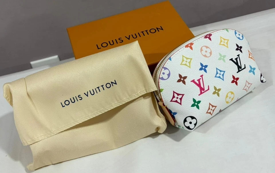 LOUIS VUITTON Multicolor Pochette Cosmetic PM Pouch White
