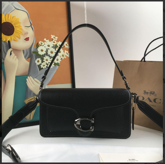 COACH CH857 Tabby Shoulder Bag 26 Polished Pebble Leather Black Outlet New